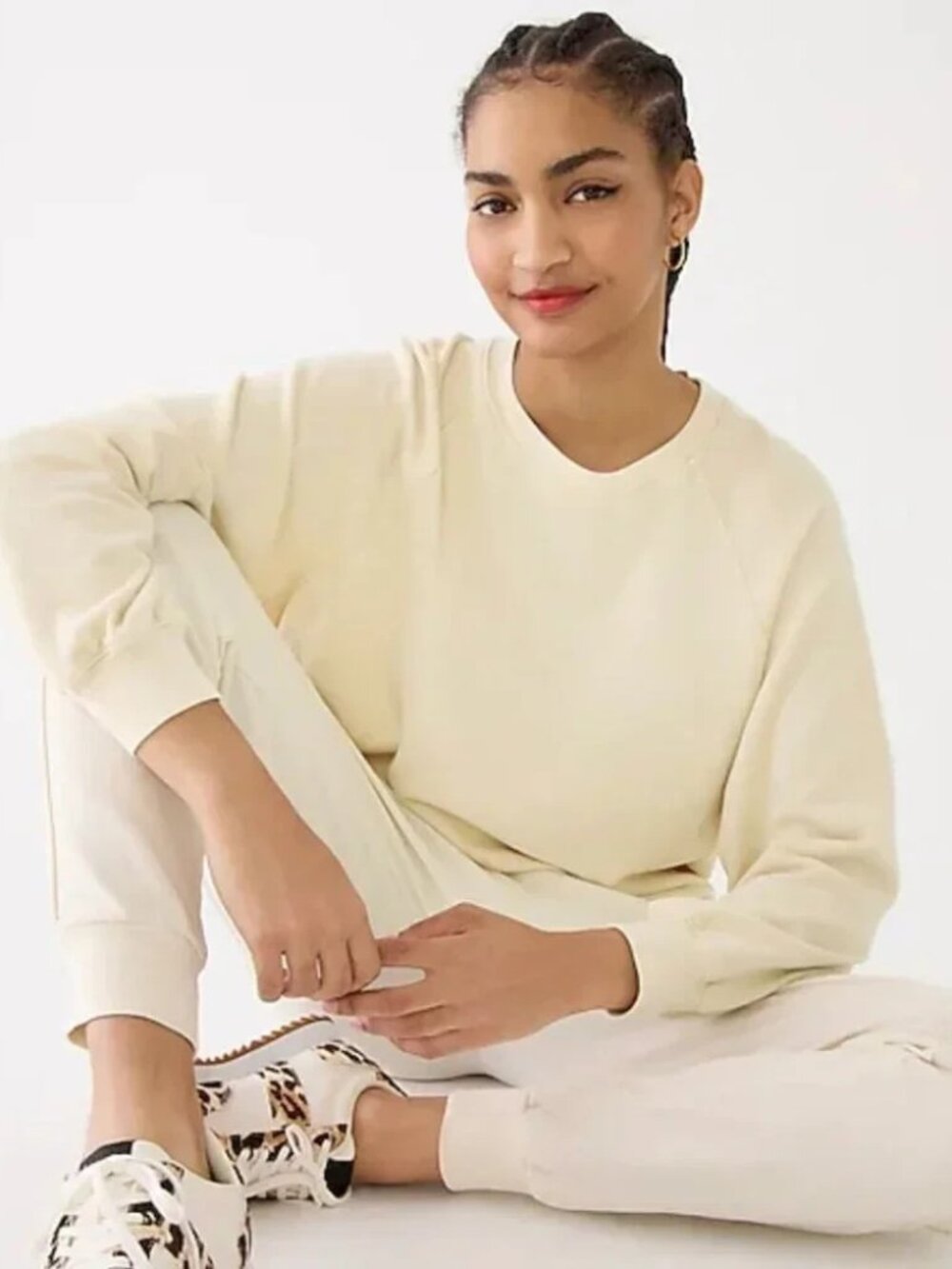 J.Crew Magic Rinse Relaxed Crewneck 100% Cotton Sweatshirt in Natural Size XXL